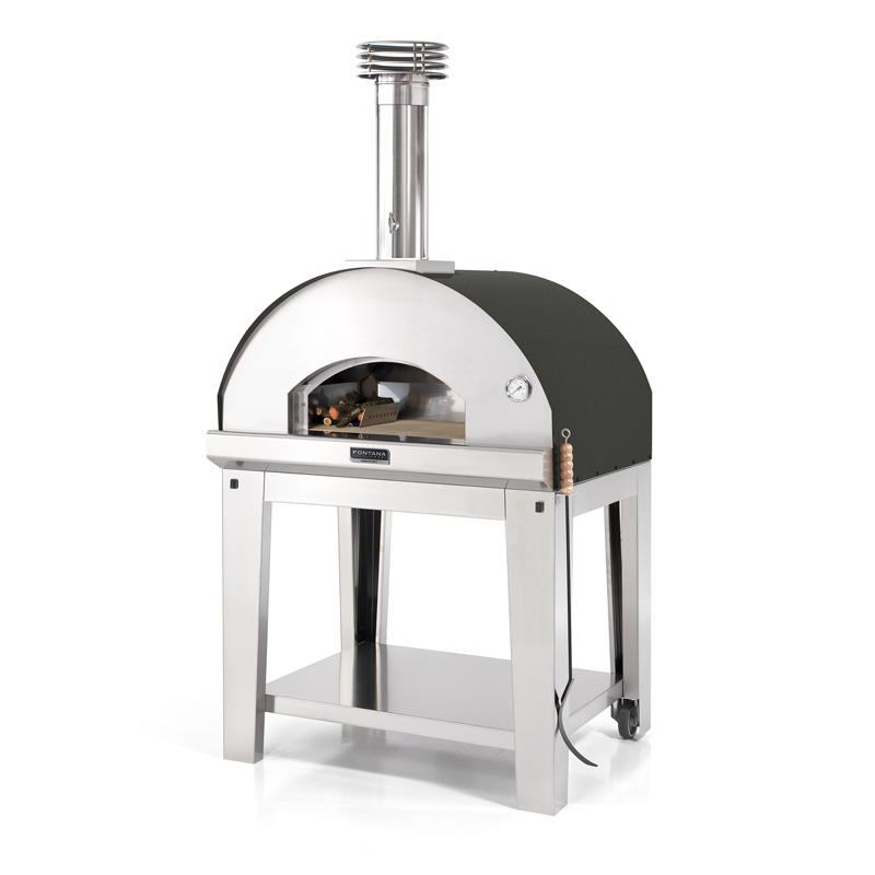 Forno Fontana Mangiafuoco con camera di cottura diretta in acciaio, ideale per la pizza